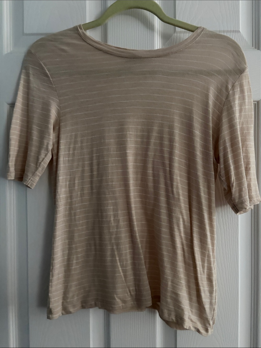 Vince Beige Striped Short Sleeve Tee